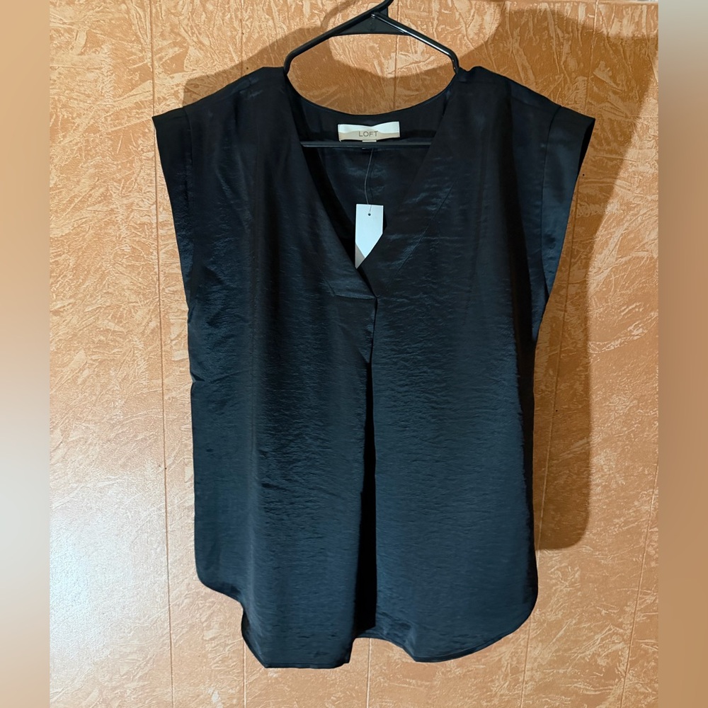 LOFT Elegant Black V-Neck Blouse